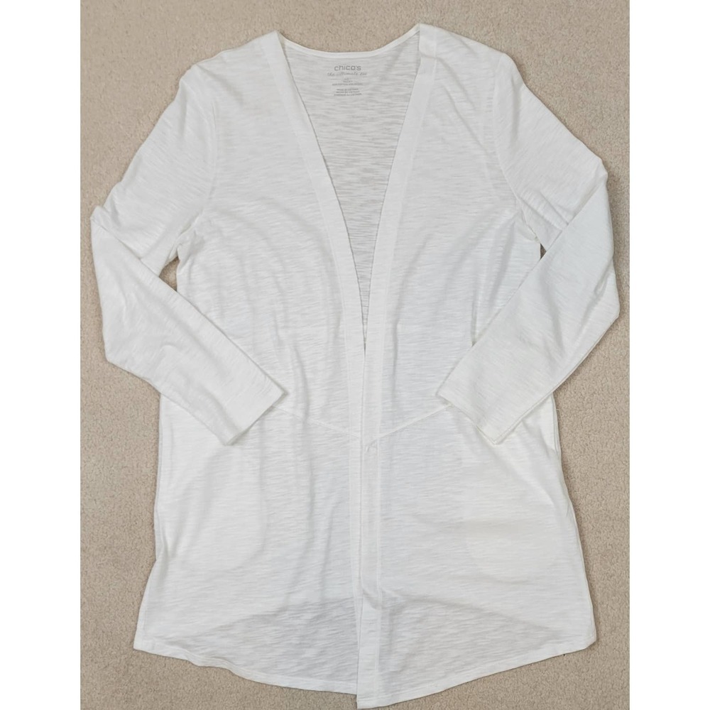 Chico's The Ultimate Tee White Cardigan Sweater 1 8 Medium